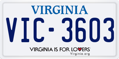VA license plate VIC3603