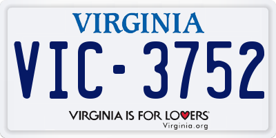 VA license plate VIC3752