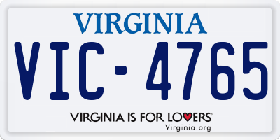 VA license plate VIC4765