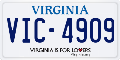 VA license plate VIC4909