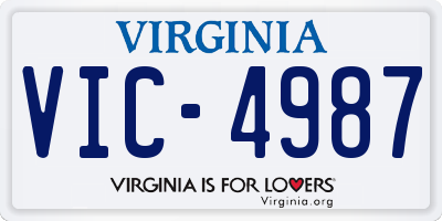 VA license plate VIC4987