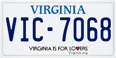 VA license plate VIC7068