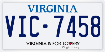 VA license plate VIC7458