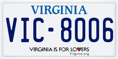 VA license plate VIC8006