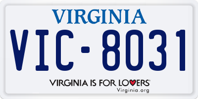 VA license plate VIC8031