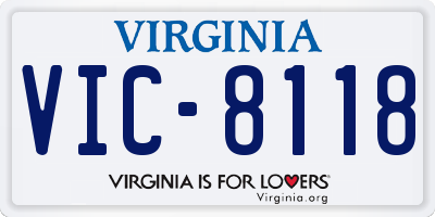VA license plate VIC8118