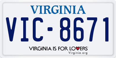 VA license plate VIC8671