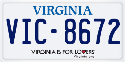 VA license plate VIC8672