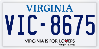 VA license plate VIC8675