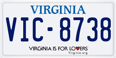 VA license plate VIC8738
