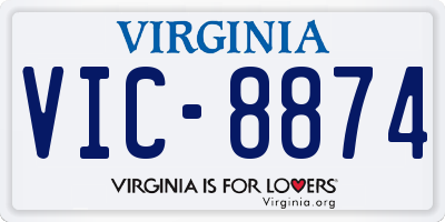 VA license plate VIC8874