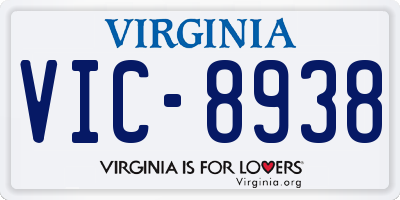 VA license plate VIC8938