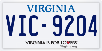 VA license plate VIC9204