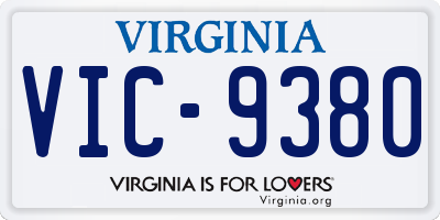 VA license plate VIC9380