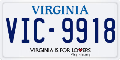 VA license plate VIC9918