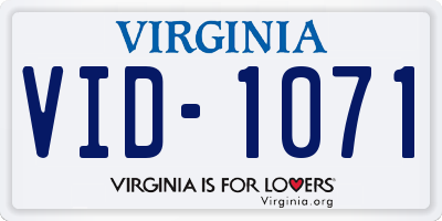 VA license plate VID1071