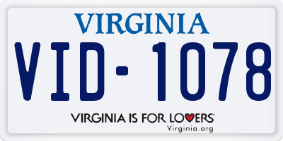 VA license plate VID1078
