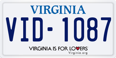 VA license plate VID1087
