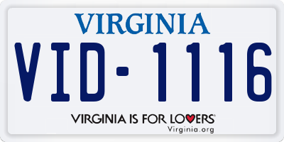 VA license plate VID1116