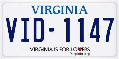 VA license plate VID1147
