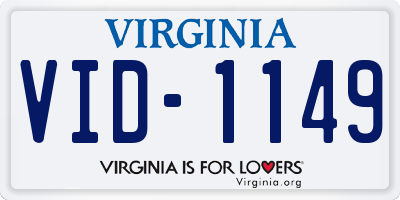 VA license plate VID1149