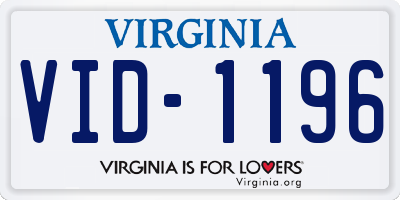 VA license plate VID1196
