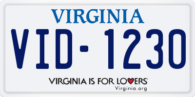 VA license plate VID1230