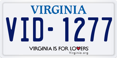 VA license plate VID1277