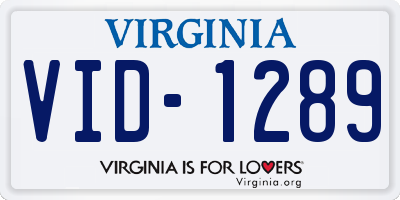 VA license plate VID1289