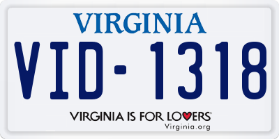 VA license plate VID1318