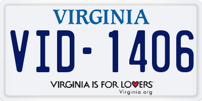 VA license plate VID1406