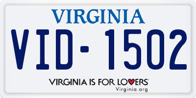 VA license plate VID1502
