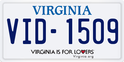 VA license plate VID1509