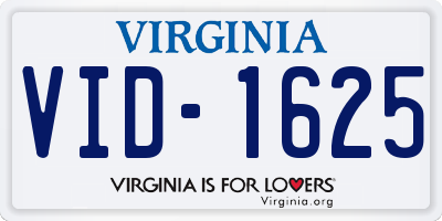 VA license plate VID1625