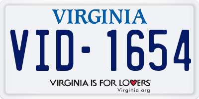 VA license plate VID1654