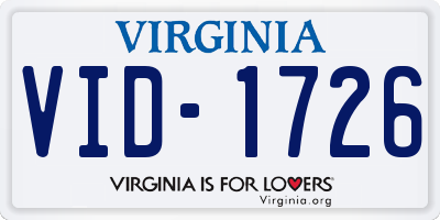 VA license plate VID1726