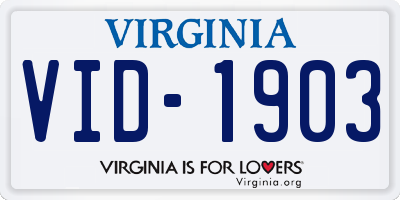 VA license plate VID1903