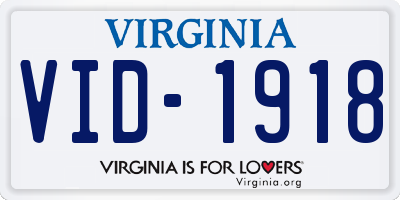 VA license plate VID1918