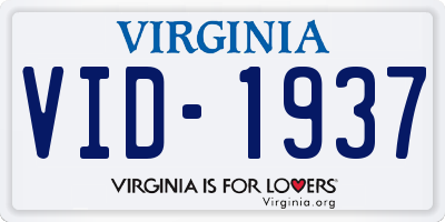 VA license plate VID1937