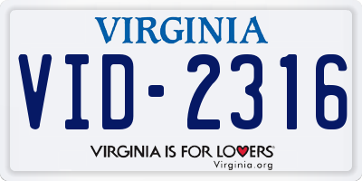 VA license plate VID2316