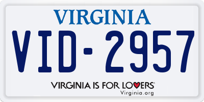 VA license plate VID2957