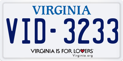 VA license plate VID3233