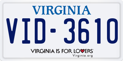 VA license plate VID3610