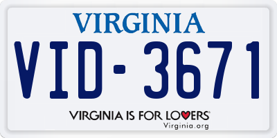 VA license plate VID3671