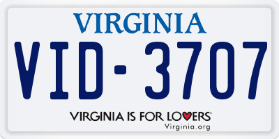 VA license plate VID3707