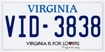 VA license plate VID3838
