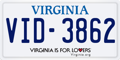 VA license plate VID3862