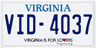 VA license plate VID4037