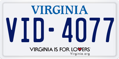 VA license plate VID4077