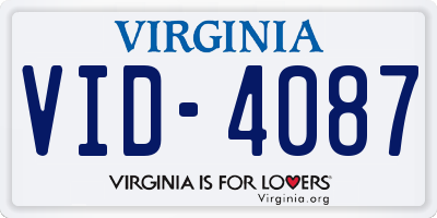 VA license plate VID4087